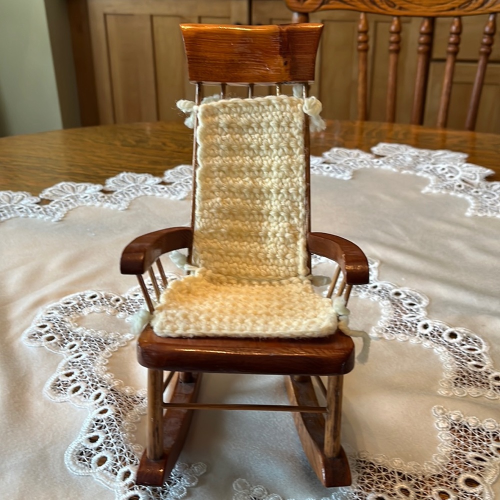 Handmade Cream Crochet Cushion Rocking Chair Accessory
